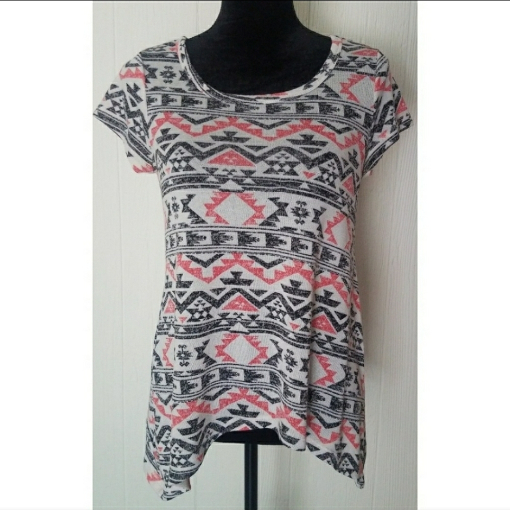 Knitted Tribal Aztec Boho Print Shirt Blou…